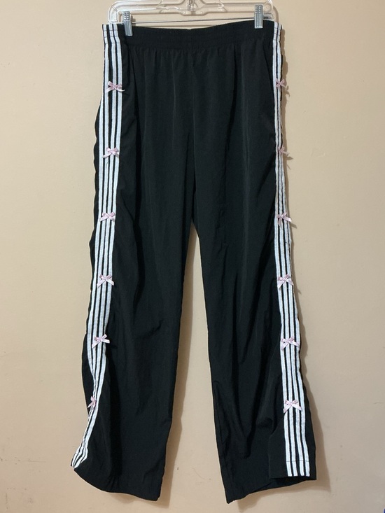 Black Track Pants with Pink-Trim Side Stripes - Picture 4 of 10